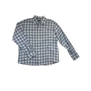 Peter Millar Shirt‎ Mens XL Blue White Plaid Button Front Long Sleeve